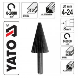 YATO ΡΑΣΠΑ ΚΩΝΙΚΗ ΔΡΑΠΑΝΟΥ ΓΙΑ ΜΕΤΑΛΛΟ 4-24mm YT-61700