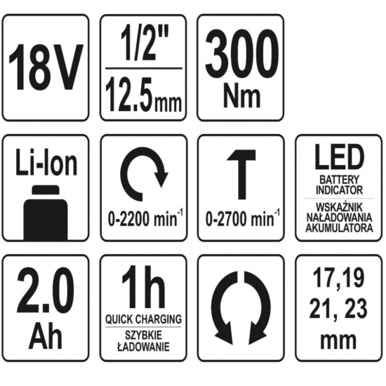 YATO ΜΠΟΥΛΟΝΟΚΛΕΙΔΟ ΜΠΑΤΑΡΙΑΣ 1/2"  ΥΤ-82804