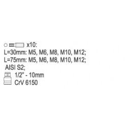 YATO ΣΕΤ ΜΥΤΕΣ 10ΜΜ ΠΟΛΥΣΦΗΝΕΣ