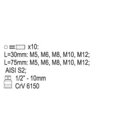 YATO ΣΕΤ ΜΥΤΕΣ 10ΜΜ ΠΟΛΥΣΦΗΝΕΣ