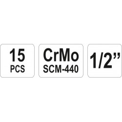 YATO ΣΕΤ ΚΑΡΥΔΑΚΙΑ ΜΑΚΡΙΑ 1/2'' 15 ΤΕΜΑΧΙΩΝ