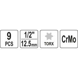 YATO ΣΕΤ ΚΑΡΥΔΑΚΙΑ TORX 1/2'' 9 ΤΕΜΑΧΙΩΝ