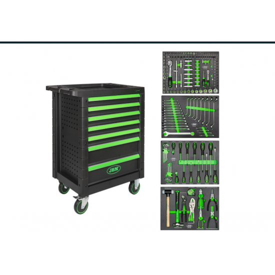 ΕΡΓΑΛΕΙΟΦΟΡΟΣ ΤΡΟΧΗΛΑΤΟΣ ΜΕ 7 ΣΥΡΤΑΡΙΑ ΜΕ ΕΡΓΑΛΕΙΑ ΠΡΑΣΙΝΟΣ JBM 