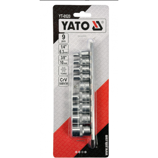 Yato Καρυδάκια Torx με Καρέ Υποδοχής 1/4" Σετ 9τμχ