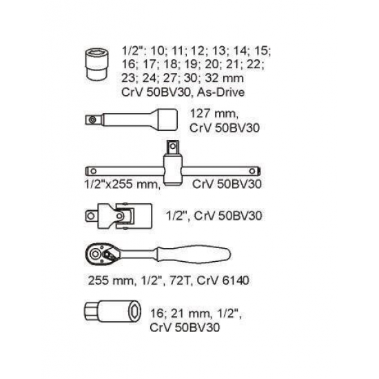 ΣΕΤ ΚΑΣΤΑΝΙΑ ΜΕ ΚΑΡΥΔΑΚΙΑ  1/2''  24ΤΜΧ ΥΑΤΟ